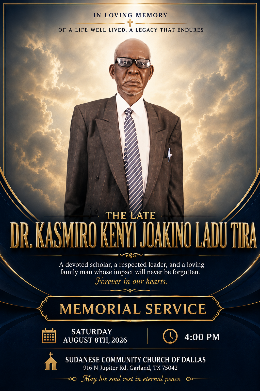 Memorial Service of Dr. Kasmiro Kenyi Joakino